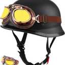 Half Motorcycle Helmet Halfs Shell Helmet German Style Motorcycles Helmets (Black, M)