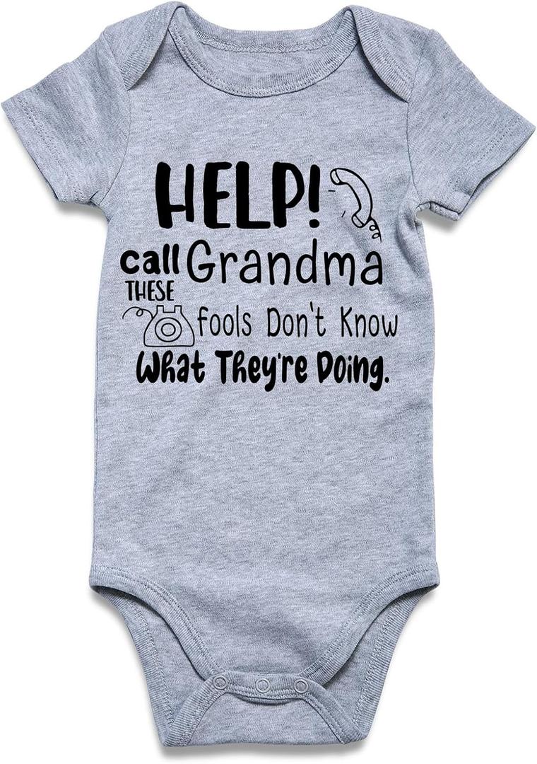 Baby Boys Girls Bodysuit Infant Funny Outfit Newborn Short Sleeve Romper Clothes Baby Jumpsuit 0-12 Months (6-9 Months, Help Call Grandma These Fools Don't Know)