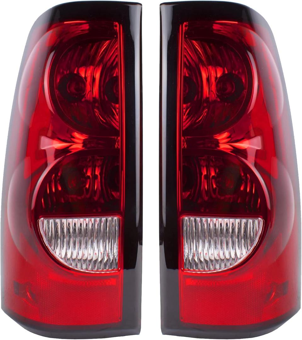 Boine Compatible With 2003 2004 2005 2006 Chevy Silverado 1500 2500 3500 Driver and Passenger Side Tail Light - Bulb and Harness Included