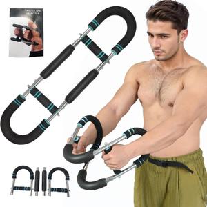 Twister Arm Trainer - 40-100lb Adjustable Chest & Forearm Workout Equipment, Portable Power Twister Bar with Detachable Spring Design, Home Gym Gear for Upper Body Muscle Training (Blue)