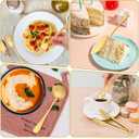 12Pcs Gold Serving Utensils Set, Stainless Steel Serving Utensils Set includes Serving Spoon, Serving Solted Spoons, Fork, Sugar Tongs, Food Tongs, Cake Spatula, Soup Spoon for Parties, Buffet