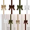 Set of 4 Christmas Velvet Cabinet Ribbon Bows 78 Inch Festive Large Xmas Bow Artificial Front Door Holiday Ribbons for Party Furniture Room Kitchen Decorations(Multicolor)