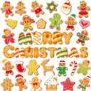 36 Pieces Christmas Magnets Supplies Xmas Refrigerator Magnetic Merry Christmas Fridge Magnet Stickers Happy Holiday Decoration for Car Mailbox Locker Fridge Cabinets Home Decor (Gingerbread)