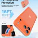 for iPhone 17 Pro Case, [Ribbed Non-Slip Sides] [Military-Grade Drop Protection] [Full Camera Protection] Anti-Yellow Soft-Touch Shockproof Slim Phone Case for iPhone 17 Pro, Orange