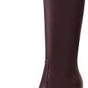 Womens Knee High Boots Retro Chunky Heel Pointed Toe Pull On Classic Knee High Boots for Women Girls Ladies Retro Tall Boot Winter Fall Fashion Boot Size 6, Burgundy Red