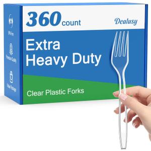 360 Count Extra Heavy Duty Clear Plastic Forks Disposable, BPA-Free, Heat Resistant, Solid and Durable Disposable Forks Bulk, Premium Plastic Forks heavy duty for Party Supply (Clear) 360 Count Extra Heavy Duty Clear Plastic Forks Disposable, BPA-Free, Heat Resistant, Solid and Durable Disposable Forks Bulk, Premium Plastic Forks heavy duty for Party Supply (Clear)
