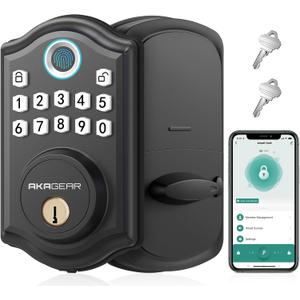 DS10 Pro Keyless Entry Door Lock with APP Control - Fingerprint Electronic Keypad Door Lock, Smart Locks for Front Door, Auto-Lock & One Touch Locking with Bluetooth - Matte Black