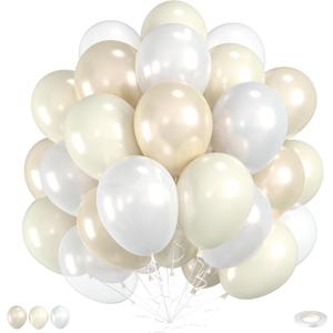 60pcs White Balloons with Clear Pearl White Balloons for Bridal Shower Wedding Bride Bachelorette Engagement Birthday Party Decorations