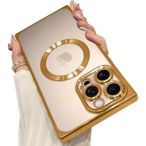 OOK Magnetic Case Made for iPhone 16 Pro Max (Compatible with MagSafe) Clear Phone Cover with Screen Protector Soft TPU Anti-Scratch Shockproof Protective Case for Women Men - Desert Titanium