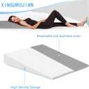 Bed Wedge Pillow Triangle Belt Foam for, Knee, Small Leg, Reading, Maternity (Grey)