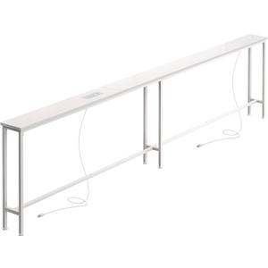 SUPERJARE 102.3 Inch Sofa Table with 2 Power Outlets and USB-C Ports, 5.9 Inch Narrow Console Table with Storage, Extra-Long, for Entryway Hallway Couch Behind Sofa, Small Spaces, White