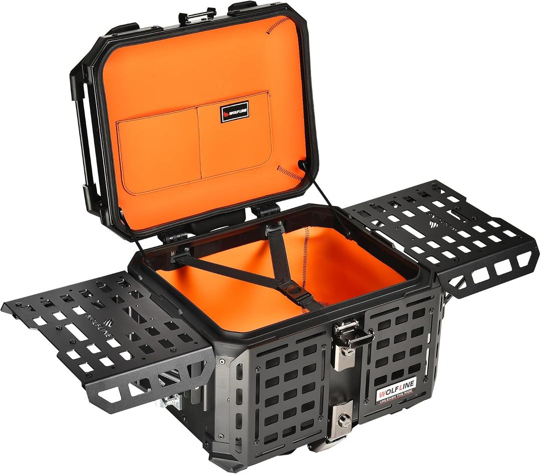 Motorcycle Top Case, 45L Universal Tail Box, Aluminum Luggage Storage Trunk