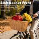 Bike Basket Front, Large Wicker Baskets for Bike, Hand-Woven Bicycle Basket with Iron Framework, Detachable Front Handlebar Bike Basket