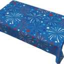 4th of July Fireworks Tablecloth Rectangle Table Cloth Washable Table Cover for Decoration Kitchen Dining Room 60x90 Inch (White6)