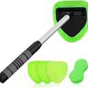 XINDELL Windshield Cleaner Tool  Upgrade Large Head Car Interior&Exterior Window Cleaning Kit with Extendable Handle & 4 Microfiber Pads, Auto Wiper Brush for Car, Trucks, SUVs, RVs & Home Windows (19in)