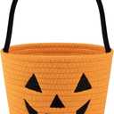 Halloween Bucket for Kids, Pumpkin Basket with Handle, Trick or Treat Candy Buckets, Orange Halloween Decorations Party Favors-Small Pumpkin Bucket