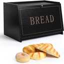 Bread Box for Kitchen Countertop, Large Capacity Bread Storage Container for Homemade Bread, Wooden Bread Holder Bread Bin for Kitchen Counter Corner, Cabinet, Pantry, Cupboard (Black)