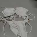 SOLY HUX Bathing Suit for Women Halter Ring Linked Tie Side Bikini Sets Two Piece Swimsuit (White, M)