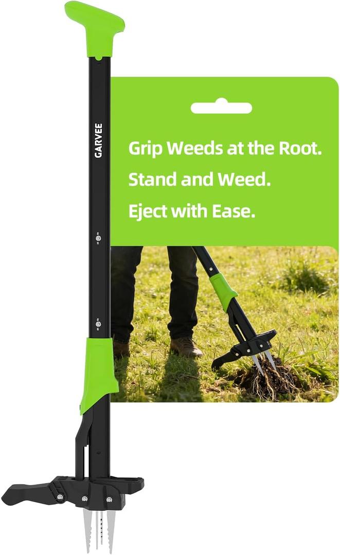 Garvee 40" Long Handle Stand Up Weed Puller - 4-Claw with Ejector Gardening Hand Weeding Tool Easy-Eject Easily Remove Weeds Without Bending, Pulling, or Kneeling.