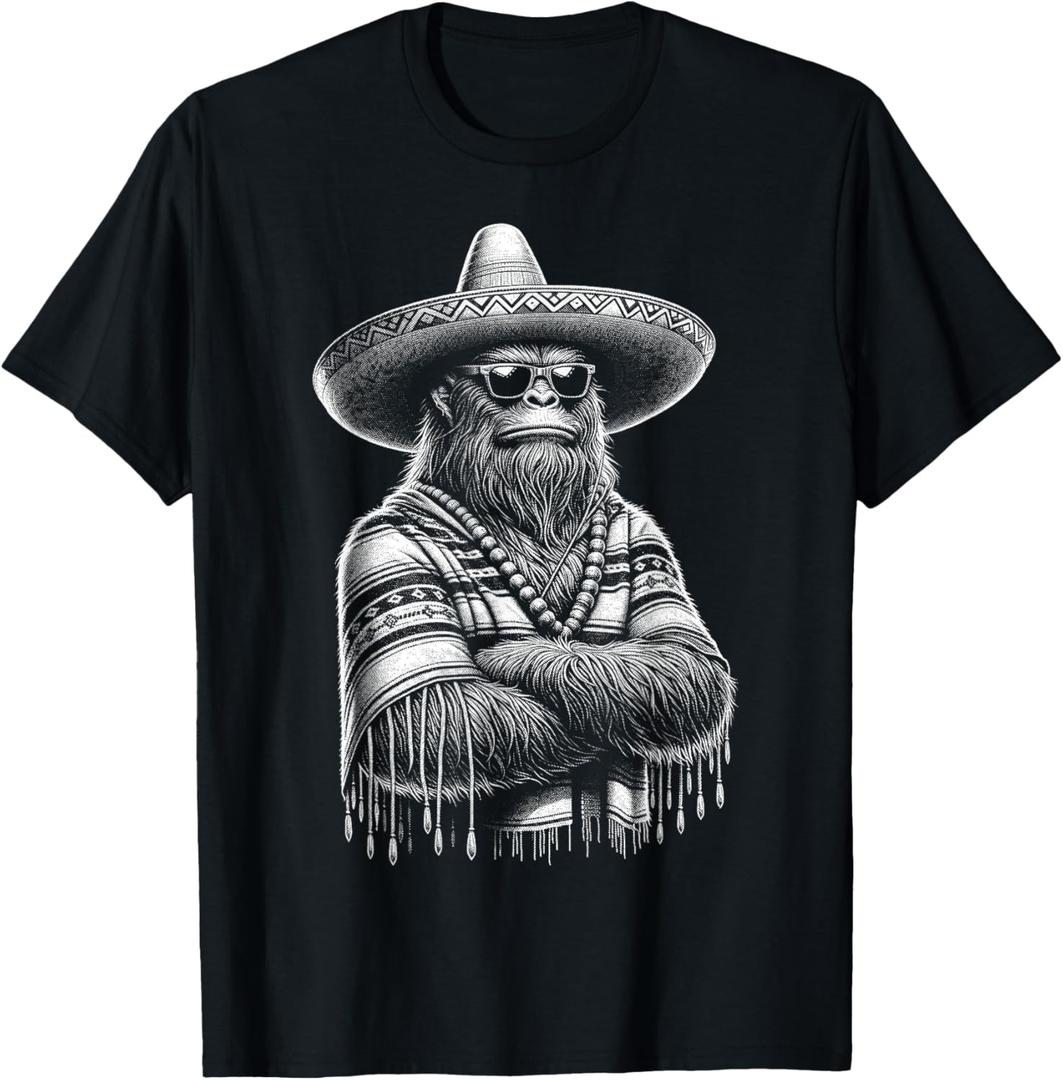 Bigfoot Sasquatch Funny Cryptid Senor Hairyoso Mexican T-Shirt S
