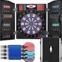 WIN.MAX Electronic Dart Board, Soft Tip Dartboard Cabinet Set for Adults, LED Scoring Dartboard with 38 Games & 211 Variants, Up to 16 Players, 12 Darts+40 Tips, Wall Mount for Bar Game Room Man Cave