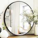Sunniry Black Round Mirror, Round Mirror 24 inch, Black Circle Mirrors Metal Frame, Wall Mounted Mirrors for Living Room, Bathroom, Wall, Entryway.