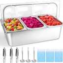 Cold Food Buffet Ice Serving Tray for Buffets and Parties 3 Pans