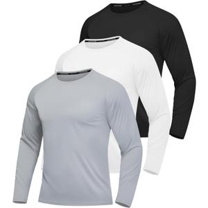 3 Pack Quick Dry Long Sleeve Shirts for Men UPF 50+ UV Sun Protection Shirt Moisture Wicking T-Shirt for Casual Gym Workout (X-Large)