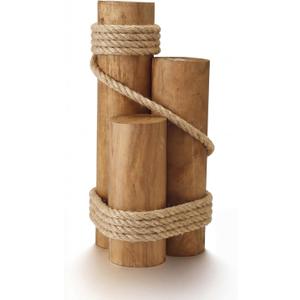 Vercraft Set of 3 Nautical Wood Piling Decorations, Real Wooden Pier Posts for Coastal Beach Home Marine Nautical Decor, Huge 5" Diameter Stumps and 10/14/18 Inch Heights