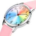 Letoff Women Girl Analog Fashion Watch, Colourful Dial with Arabic Numerals, Silicone Band, 30M Water Resistant