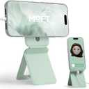 MOFT Phone Stand, Magnetic Phone Tripod Stand Stain-Resistant MOVAS Leather & Angle Adjustment & Strong Magnets Tripod for iPhone 16/15/14/13/12 (Included Metal Ring)-Peppermint (without Card Slot)