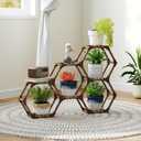Tikea Plant Stand Indoor Outdoor Hexagonal Corner Plant Stand for Succulents Small Plants Wooden Plant Shelf 7 Tiered Creative DIY Flowers Stand Rack for Living Room Balcony Patio Window
