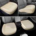 BOPUOVRE Car Seat Cover for Luxury & Comfort - PU Leather, Anti-Slip, Full Wrap Protection with Storage Pocket for Bottom Cushion - Universal Fit for 95% of Vehicles (Yellowish-White,2 Piece)