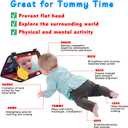 Baby Mirror Tummy Time Toys 0-6 Months with Crinkle Cloth Books Infant High Contrast Newborn Sensory Black and White Toy for 0-3 4 5 6 Months Must Haves Babies 3-6 6-12 Month Boy Girl Shower Gifts