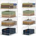Stackable Closet Organizers and Storage - 4-Tier Stackable Storage Bins, Foldable Closet Shelf Organizer Basket, Clothes Organizers and Storage Shelves for Home Bedroom Closet Organizer System (White)