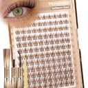 Brown Lash Clusters Kit Natural Cluster Eyelash Extensions Kit Gently Fluffy Inidvidual Lashes CC Curve Dark Brown Cluster Lashes Fairy Wispy Eyelash Clusters with Lash Bond and Seal (10-16MM)