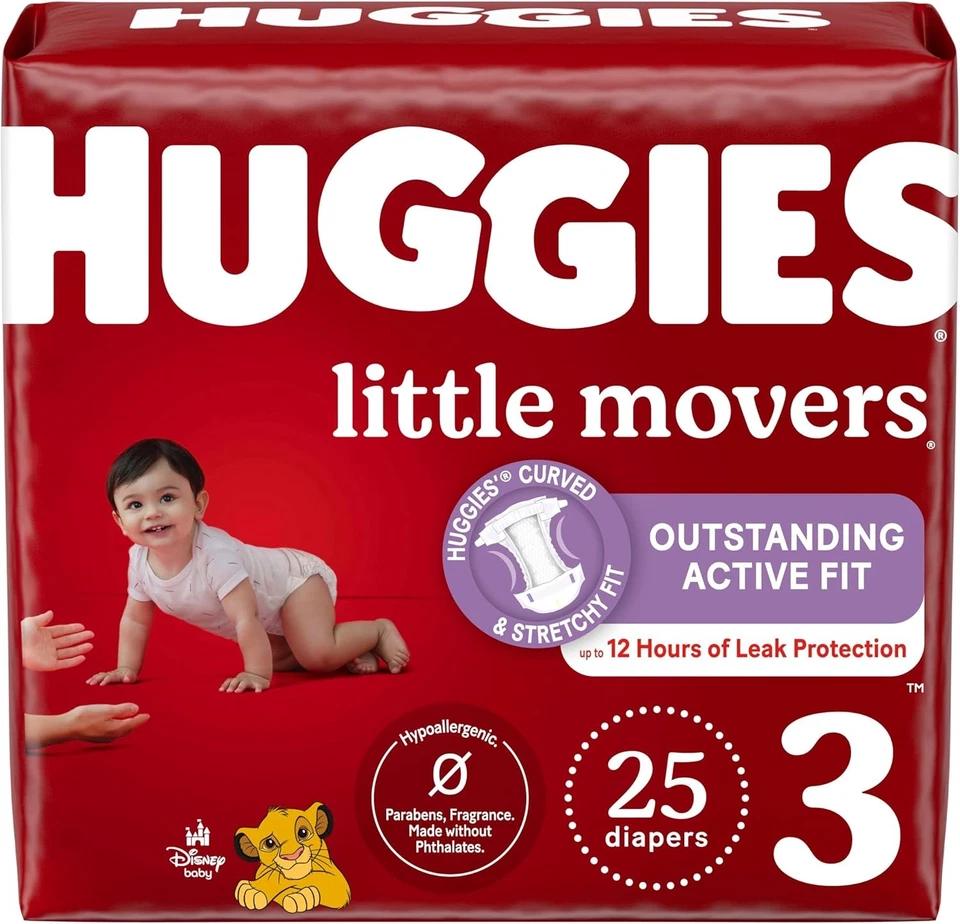 Huggies Size 3 Diapers, Little Movers Baby Diapers, Size 3 (16-28 lbs), 140 Count