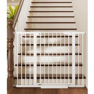 Cumbor 36" Extra Tall Baby Gate for Stairs, 29.7-48" Wide Dog Gates for Doorways, Auto Close Safety Gate for Babies and Pets, Easy Install, Pressure Mounted, Fits Doorways, Stairs, Entryways, White