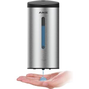 AIKE Wall-Mount Automatic Liquid Soap Dispenser 27oz Large Capacity Brushed Stainless Steel Finish Model AK1205
