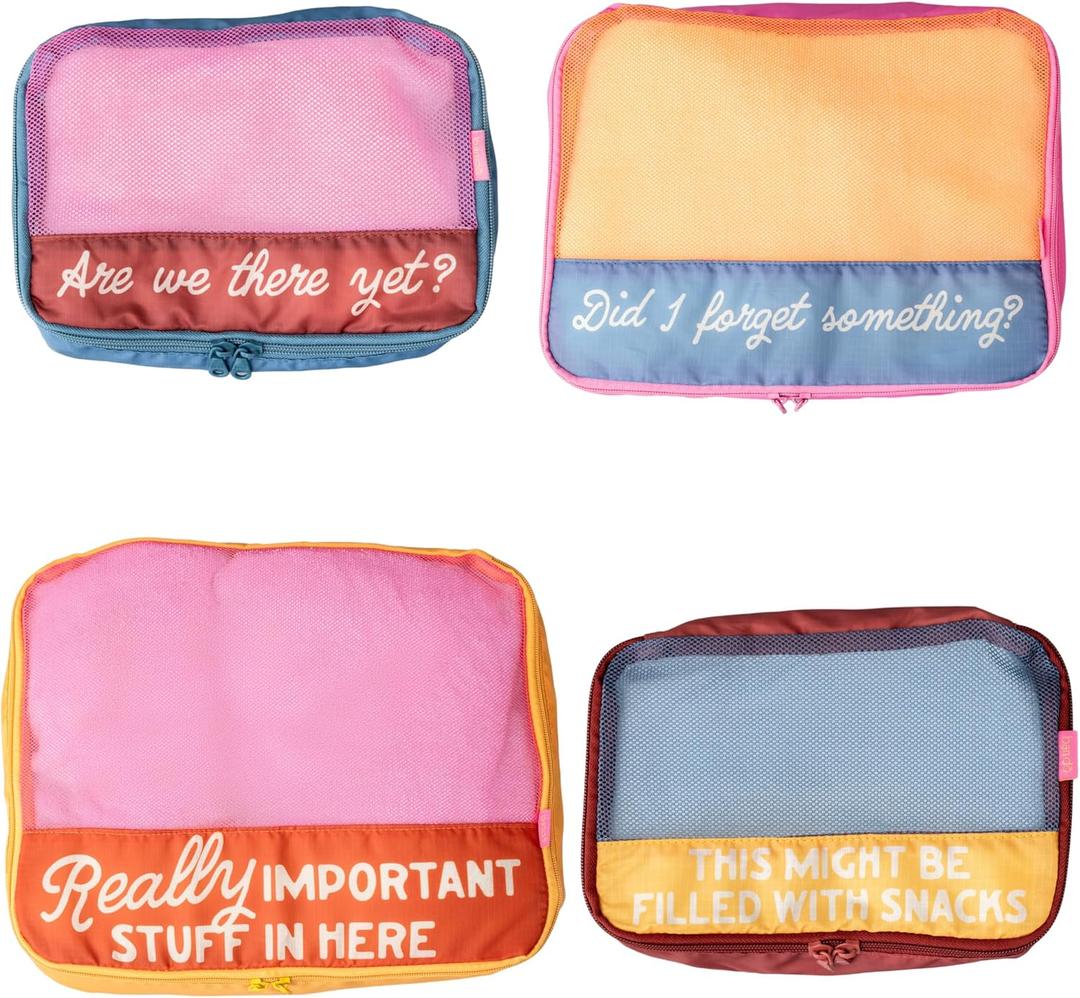 ban.do Getaway Polyester and Mesh Packing Cube Set, Includes 4 Foldable Luggage Organizers in Various Sizes (Really Important Stuff)