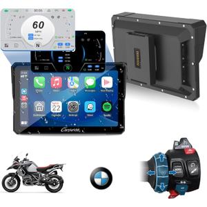 CARPURIDE W702BS PRO for BMW Motorcycle CarPlay & Android Auto Dual Bluetooth, 7" Waterproof GPS Navigation Screen, Data Reading, Native Wonder, TPMS, Light Sensor, Music Sharing, Intercom,16-Pin
