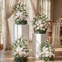 Giegxin 4 Pcs Free-Standing Wedding Aisle Artificial Flowers Rose Walkway Floral Arrangements Chair Decorations for Ceremony Decor Wedding Reception Church Backdrop Outdoor(White)