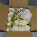 U'Artlines 20 Heads Artificial Peony Silk Flower Leaf Home Office Wedding Party Festival Bar Decor (Cream White)