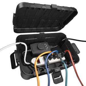 Flemoon Large Outdoor Electrical Box (12.5 x 8.5 x 5 inch), IP54 Waterproof Extension Cord Cover Weatherproof, Protect Outlet, Plug, Socket, Timer, Power Strip, Holiday Light Decoration, Black