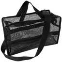 SHANY Collapsible Makeup Tools Travel Mesh Bag Large See-Thru Travel Tote with Shoulder Straps Water-Resistant with Zippered Pockets Black