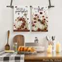 2 x Artoid Mode Pumpkin Floral Bird Fall Kitchen Towels Set of 2 18x26 Inch