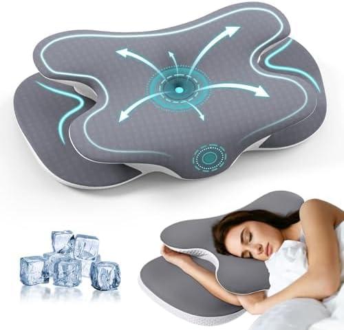 Cervical Neck Pillow for Neck and Shoulder, Odorless Memory Foam Pillow with Soft Silk Cover, Ergonomic Orthopedic Neck Support Pillow for Side, Back & Stomach Sleepers - Gray (Grey)