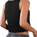 Remidoo Women's Casual Sleeveless Color Block Cropped Top Crewneck Tank Top Shirts (X-Large)