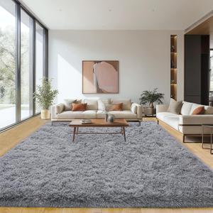 8x10 Area Rugs for Living Room Bedroom, Ultra Soft Fluffy Grey Large Rug Carpet for Bedroom, Upgrade Non-Slip Fuzzy Shag Plush Rugs for Nursery Boys Girls Kids Room Modern Indoor Home Decor