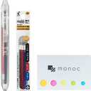 Pilot Frixion Multi Ballpoint Pen, Frixion Ball3 Slim 038, Ultra Fine 0.38mm, Clear body & 3 Colors refill (Black, Blue, Red) &"monoc" Sticky Note set